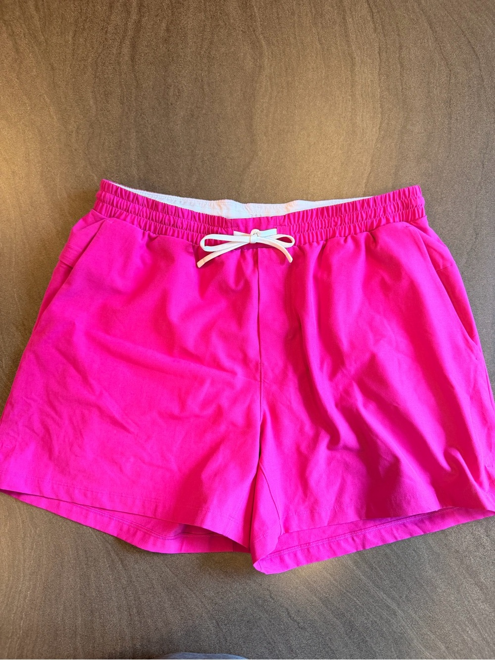 lululemon athletica Men’s Hot Pink Swim Trunks with White Drawstring